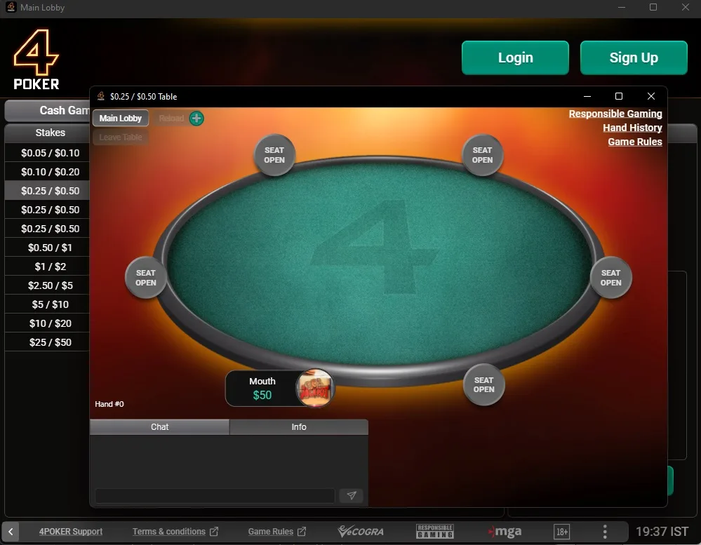 4poker game interface 