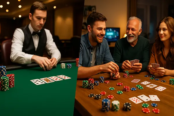 Fichas coloridas e cartas